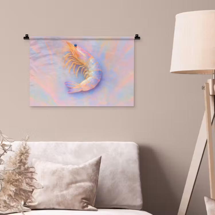 Wandkleed - Garnaal - Subtiele structuur - Blauw - Roze — 2
