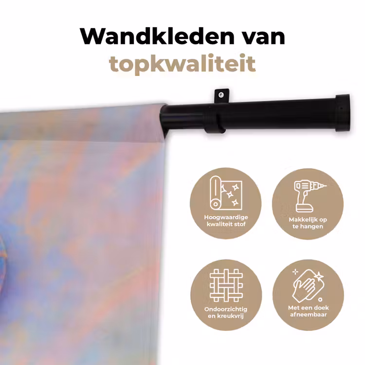 Wandkleed - Garnaal - Subtiele structuur - Blauw - Roze — 3