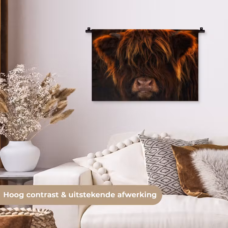 Wandkleed - Schotse Hooglander - Koe - Portret - Dieren — 4