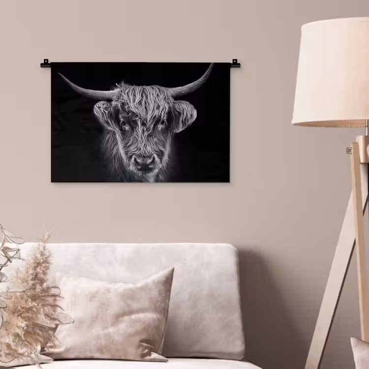 Wandkleed - Schotse hooglander - Zwart - Koe - Dieren — 2