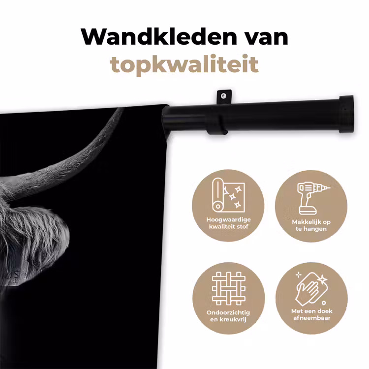 Wandkleed - Schotse hooglander - Zwart - Koe - Dieren — 3