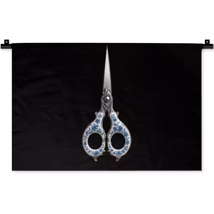 Wandkleed - Schaar - Delfts blauw - Zwart — 1