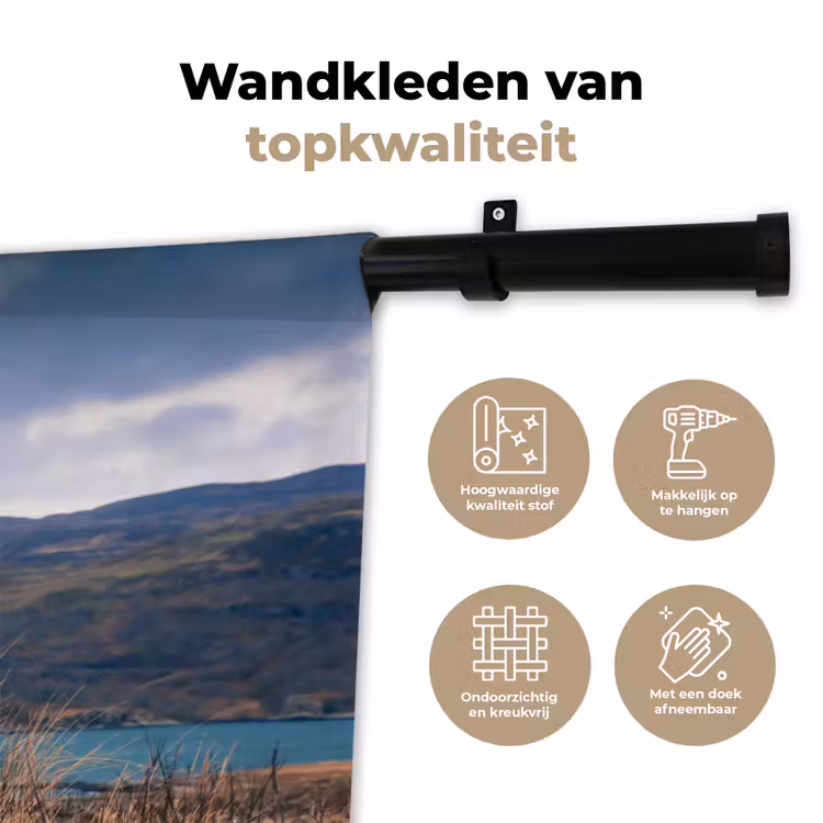 Wandkleed - Schotse Hooglander - Berg - Water - Natuur - Koe — 3