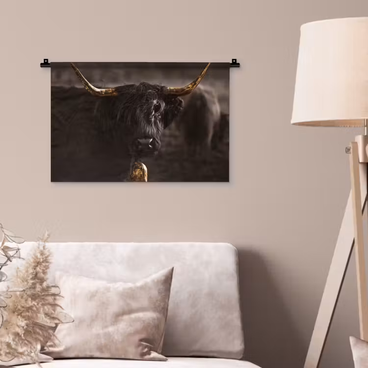 Wandkleed - Schotse hooglander - Goud - Koebel - Hoorns - Dieren — 2