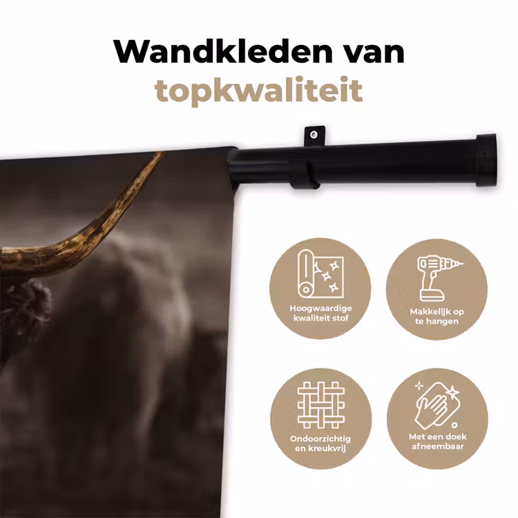 Wandkleed - Schotse hooglander - Goud - Koebel - Hoorns - Dieren — 3
