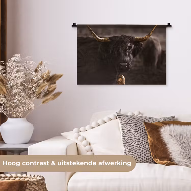 Wandkleed - Schotse hooglander - Goud - Koebel - Hoorns - Dieren — 4
