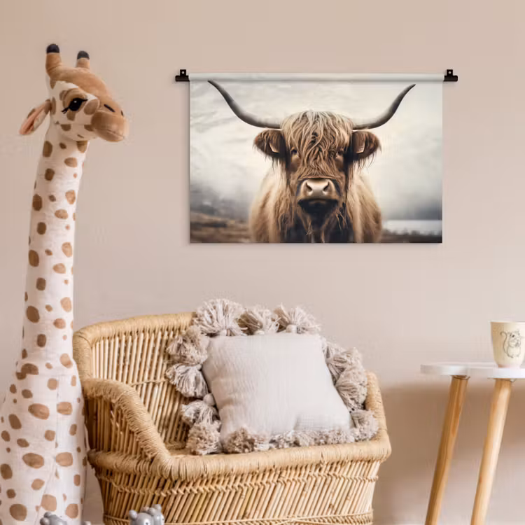 Wandkleed - Schotse hooglander - Hoorns - Landschap — 5