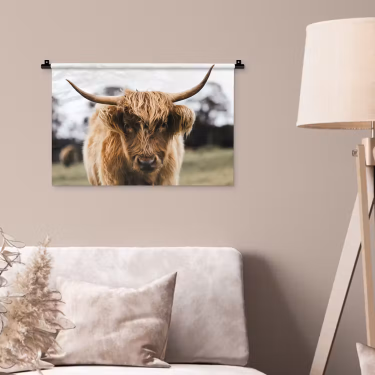 Wandkleed - Schotse Hooglander - Koe - Gras - Dieren - Natuur — 2