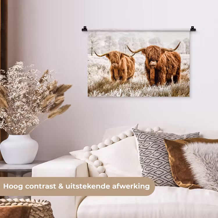 Wandkleed - Schotse hooglander - Koe - Natuur - Winter — 4