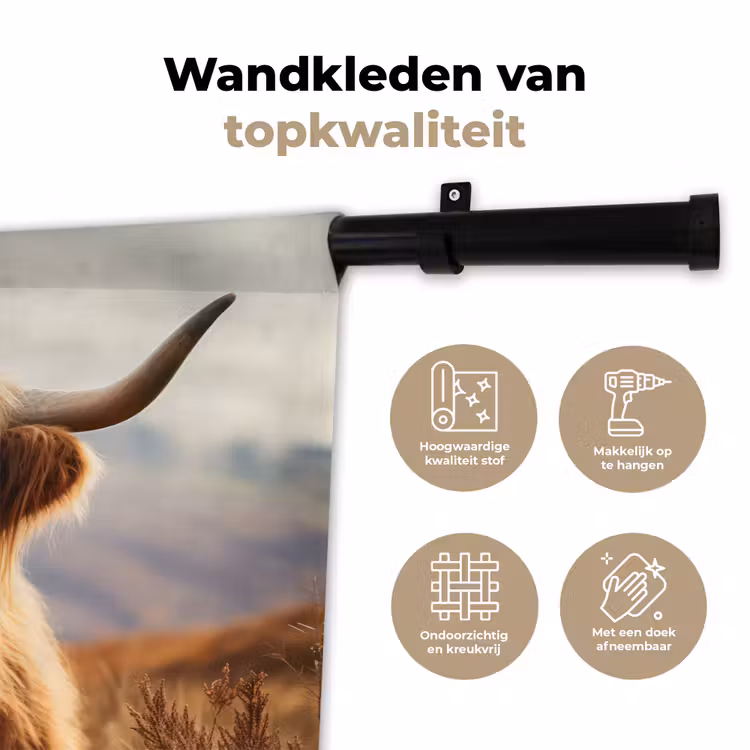 Wandkleed - Schotse hooglander - Landschap - Dier — 3