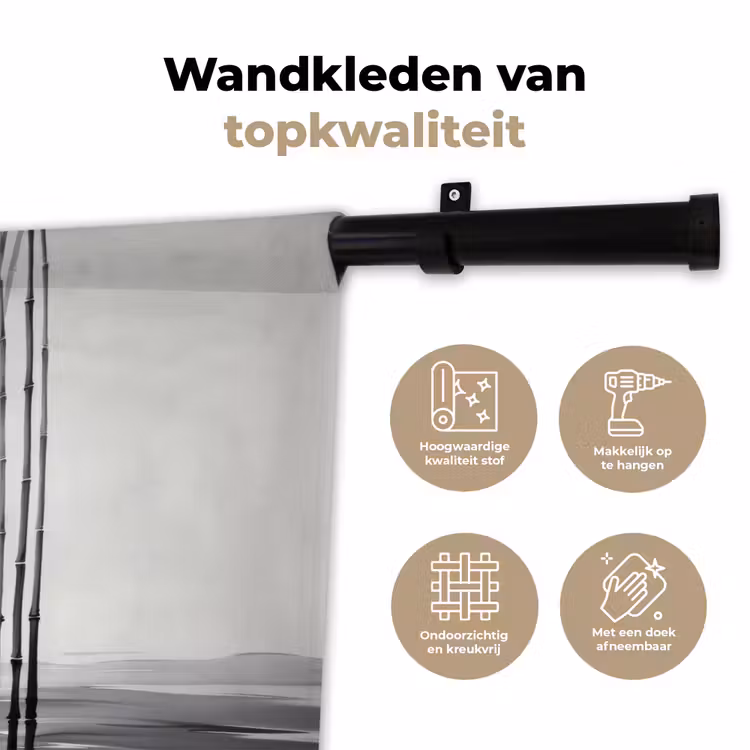 Wandkleed - Bamboestammen - Water - Minimalistisch - Wit — 3