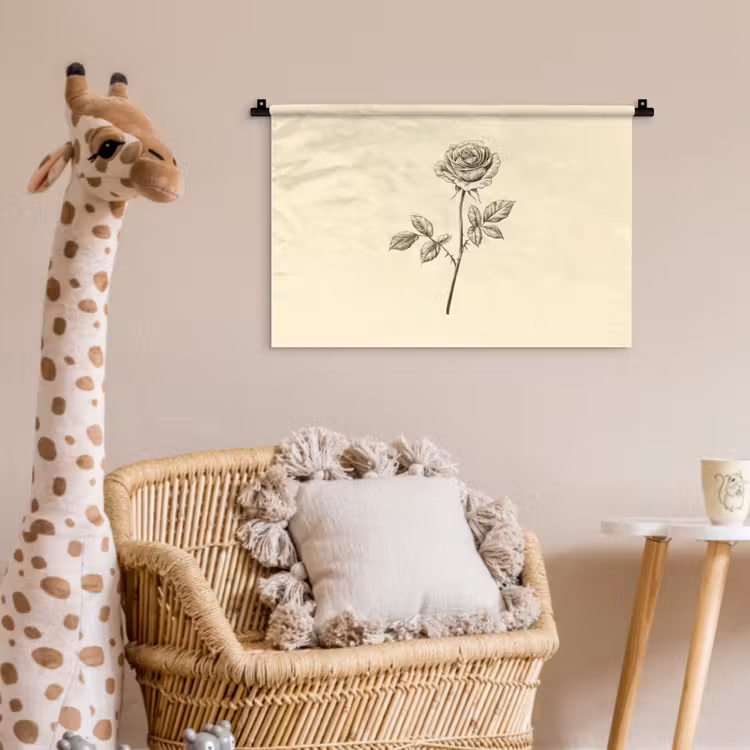Wandkleed - Illustratie - Zwart - Roos — 5