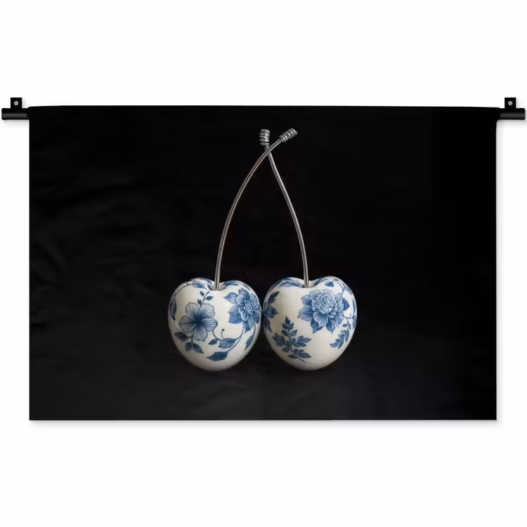 Wandkleed - Kersen - Delfts blauw - Fruit — 1