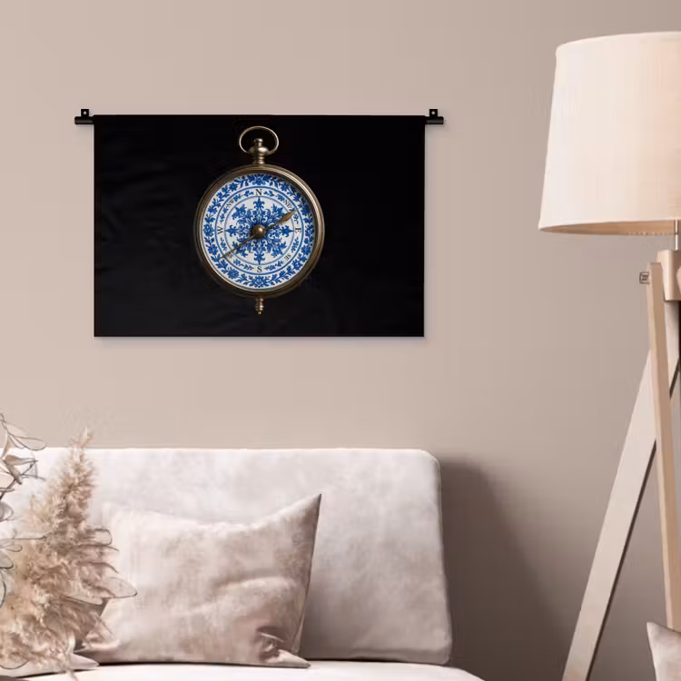 Wandkleed - Kompas - Delfts blauw - Zwart — 2