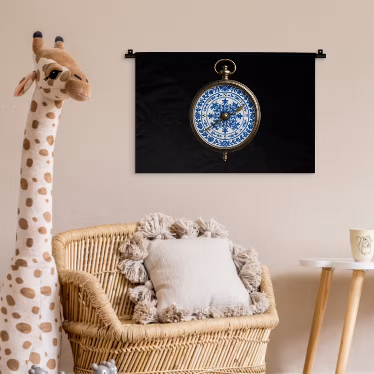 Wandkleed - Kompas - Delfts blauw - Zwart — 5