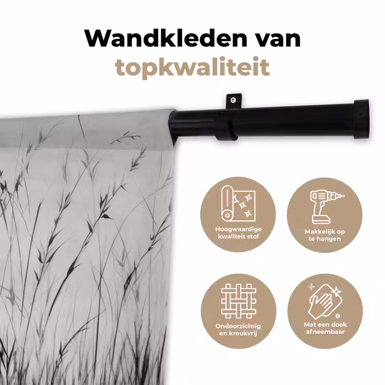 Wandkleed - Kraanvogels - Gras - Hartvorm - Zwart — 3