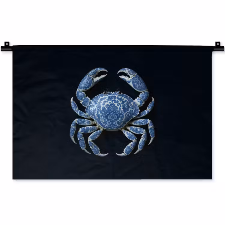 Wandkleed - Krab - Delfts blauw - Dieren — 1