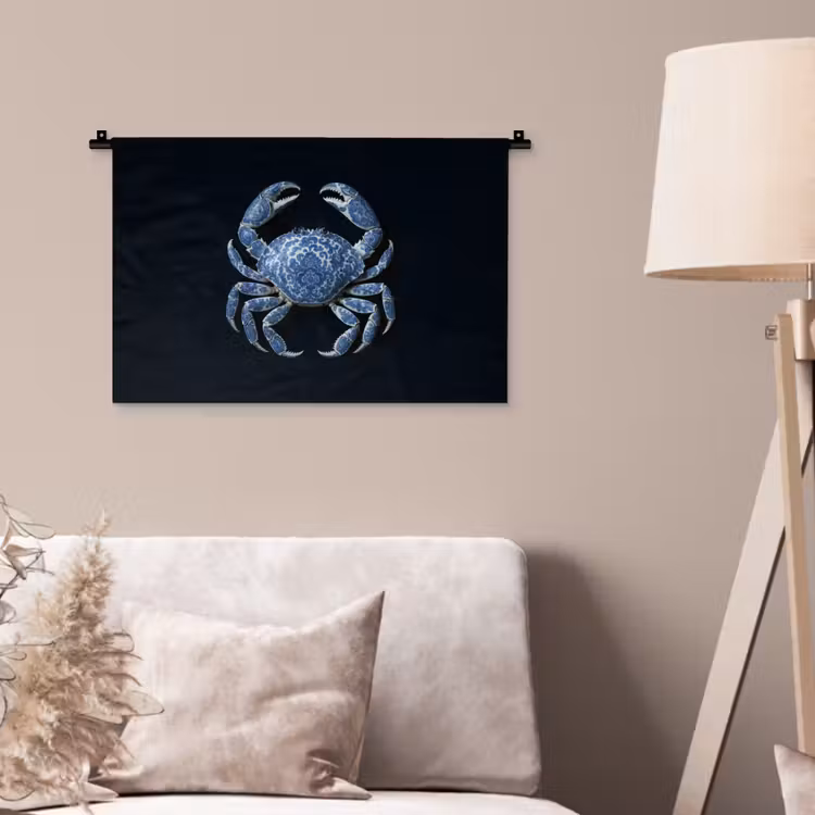 Wandkleed - Krab - Delfts blauw - Dieren — 2