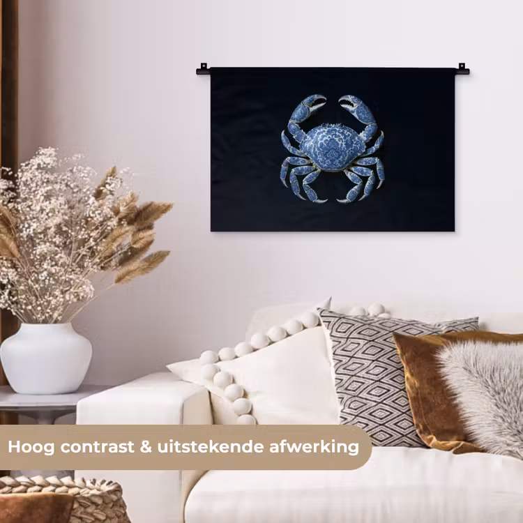 Wandkleed - Krab - Delfts blauw - Dieren — 4