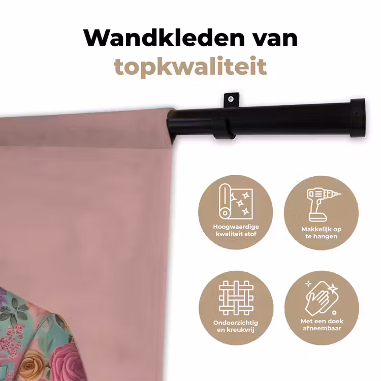 Wandkleed - Luiaard - Bloemenprint - Bril - Roze — 3