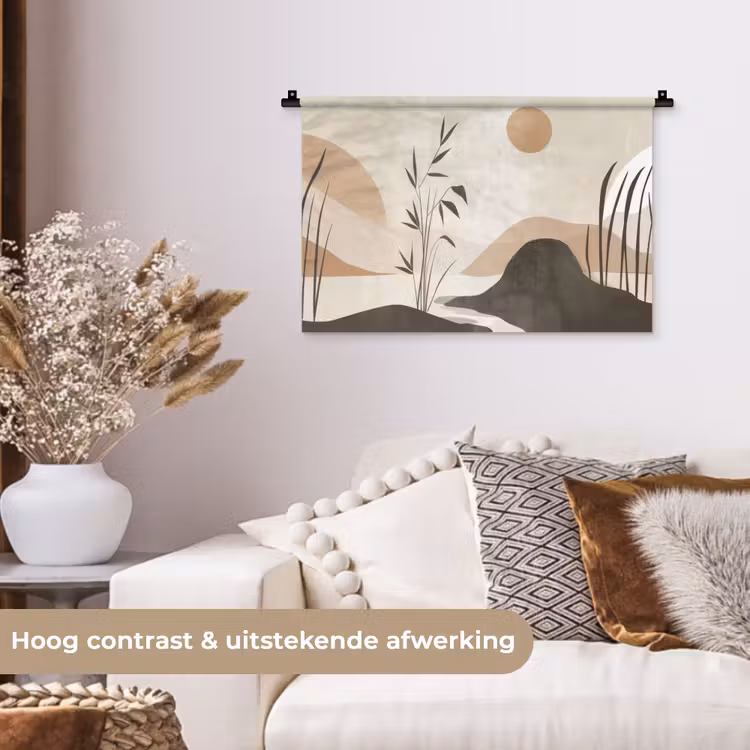 Wandkleed - Japandi - Landschap - Beige — 4