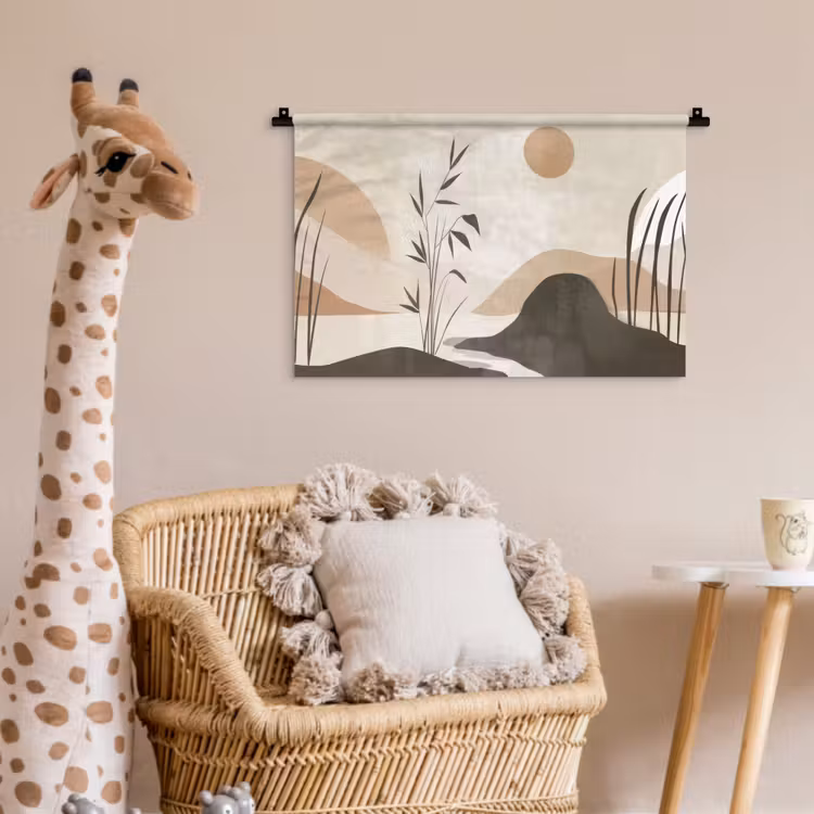 Wandkleed - Japandi - Landschap - Beige — 5
