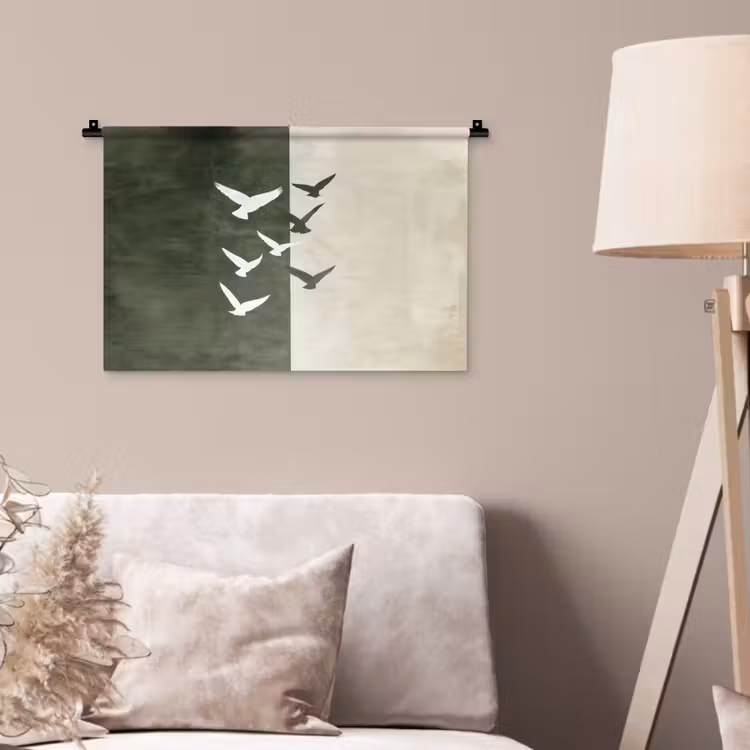 Wandkleed - Japandi - Vogel - Groen — 2