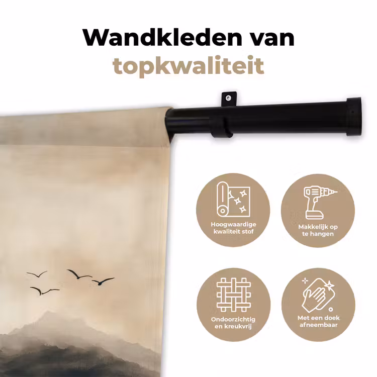 Wandkleed - Landschap - Japandi - vogel — 3