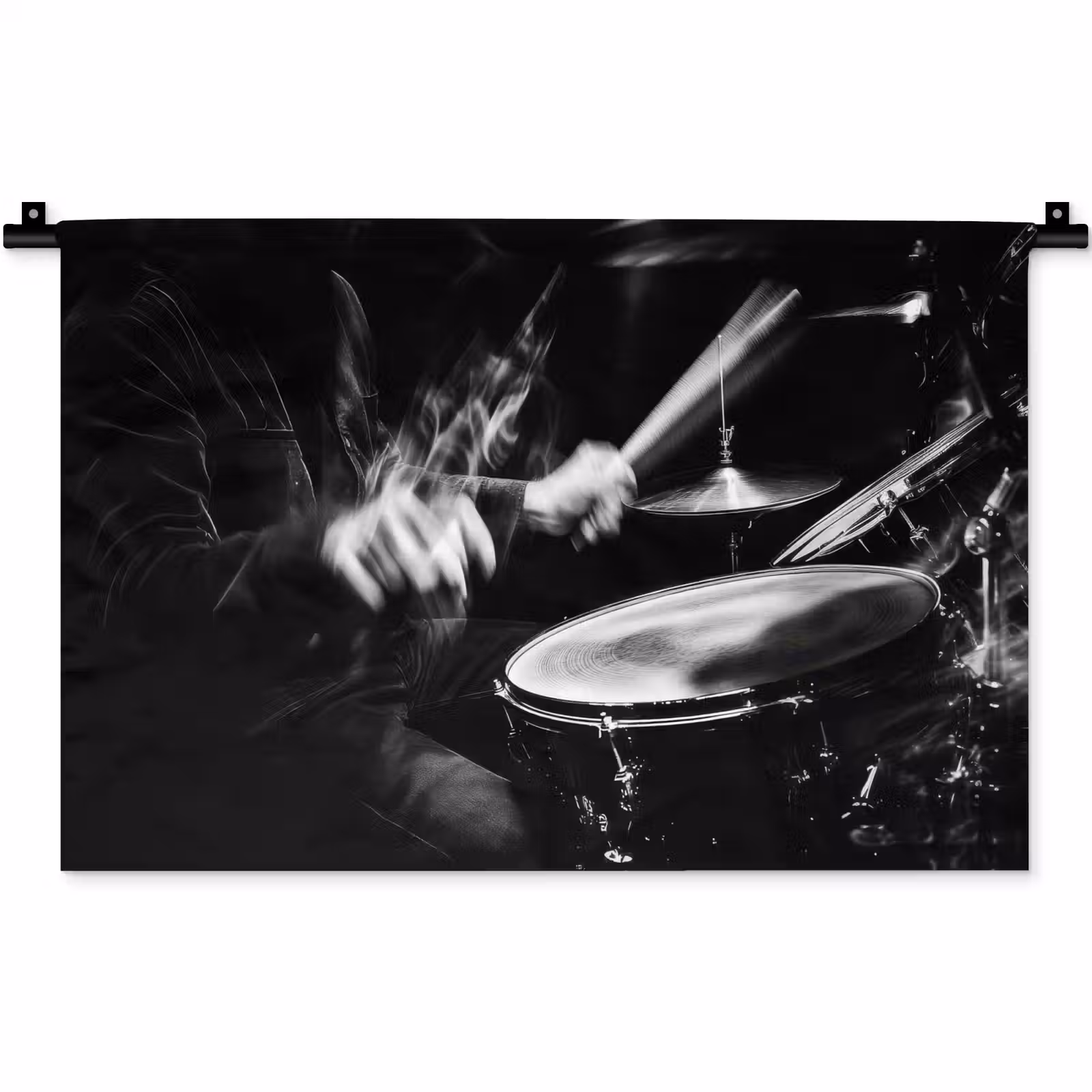 Wandkleed - Drummer - Zwart - Drumstel — 1
