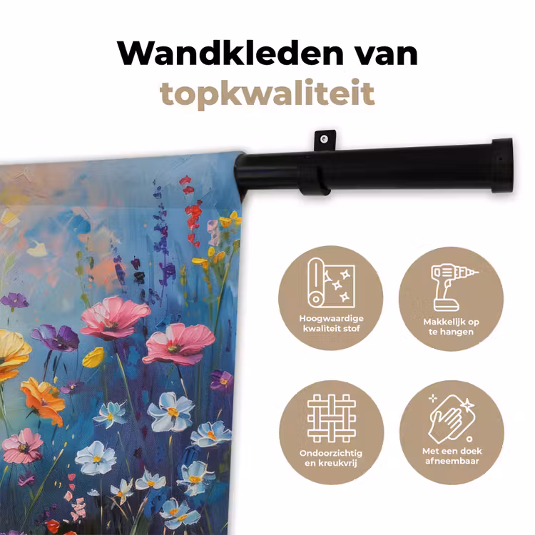 Wandkleed - Bloemen - Natuur - Waterverf - Kunst — 3