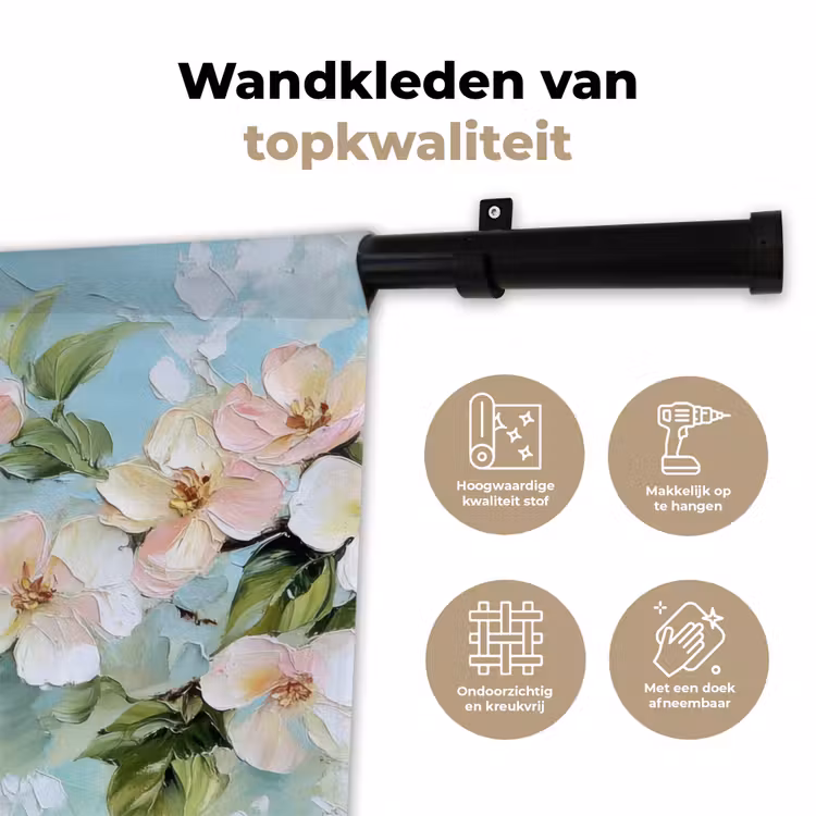 Wandkleed - Bloesem - Bladeren - Lichtblauw — 3