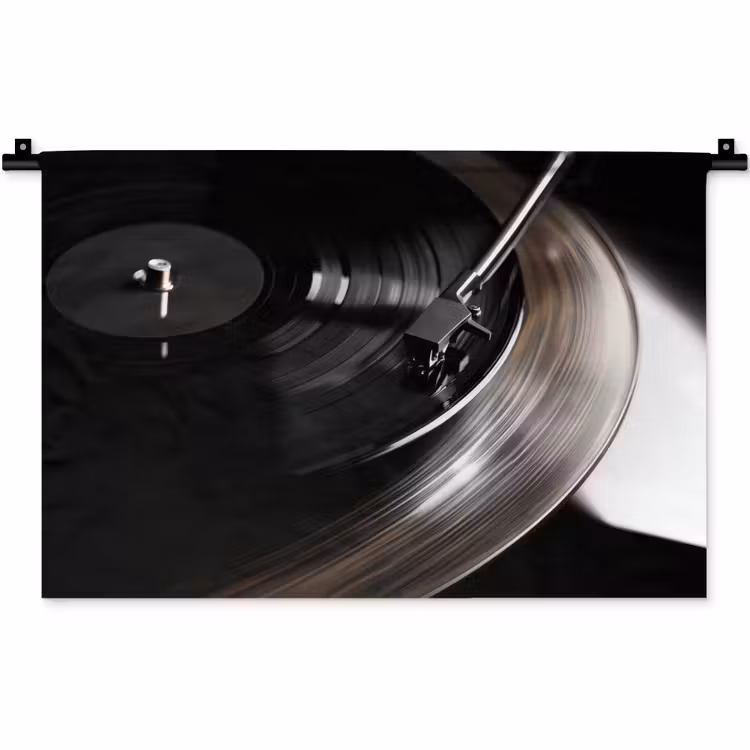 Wandkleed - Close-up - Vinylplaat - Platenspeler - Zwart — 1