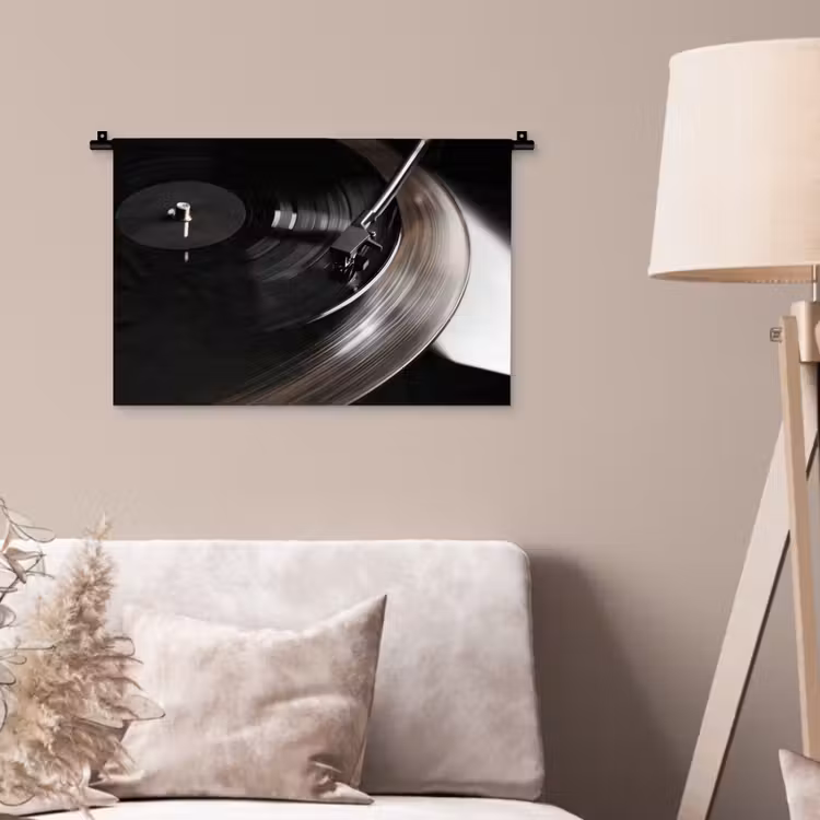 Wandkleed - Close-up - Vinylplaat - Platenspeler - Zwart — 2