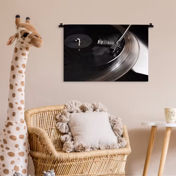 Wandkleed - Close-up - Vinylplaat - Platenspeler - Zwart — 5
