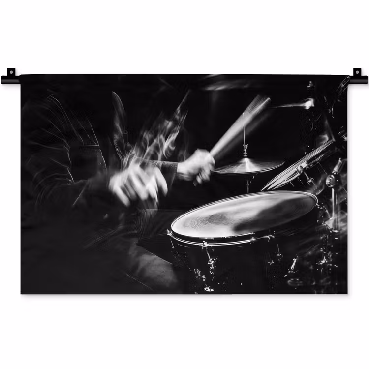 Wandkleed - Drummer - Zwart - Drumstel — 1