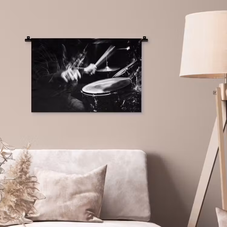 Wandkleed - Drummer - Zwart - Drumstel — 2