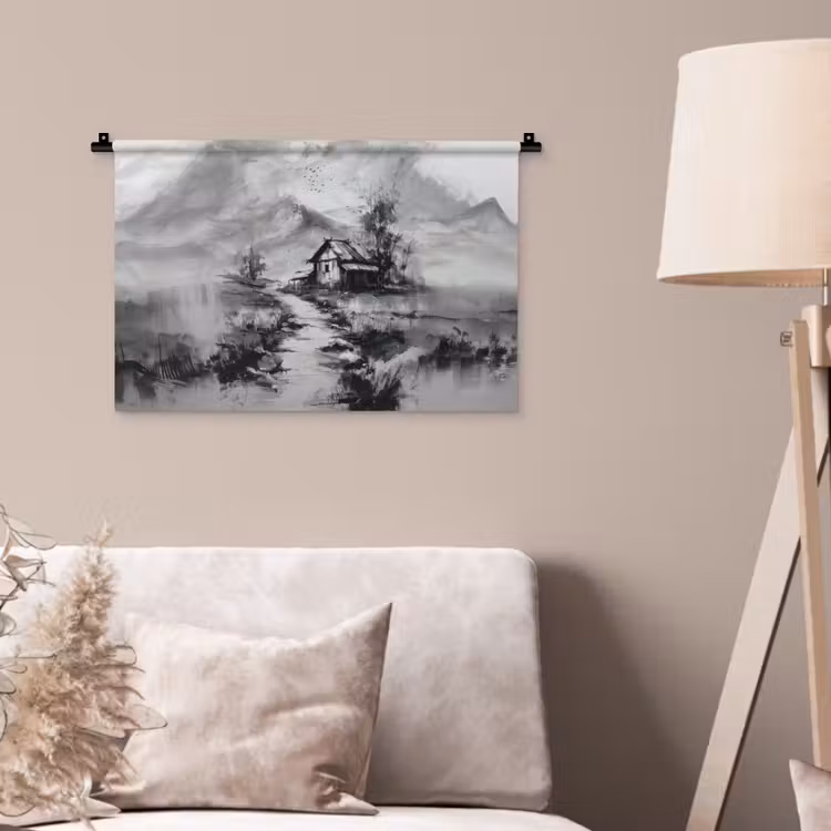 Wandkleed - Hut - Grijs - Bergen - Mistig — 2