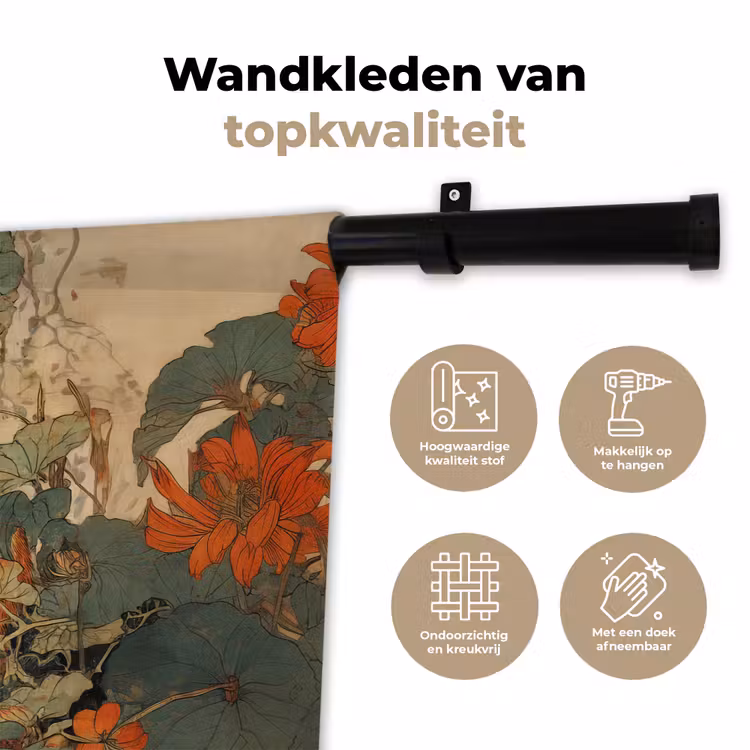 Wandkleed - Kat - Sierlijk - Bloemen — 3