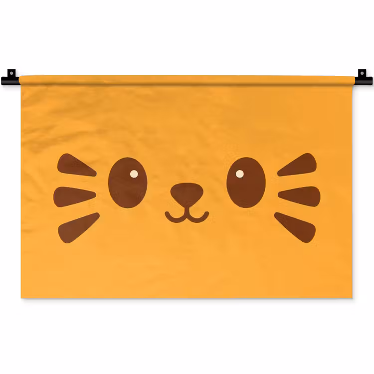 Wandkleed - Kat - Simplistisch - Oranje - Vrolijk — 1