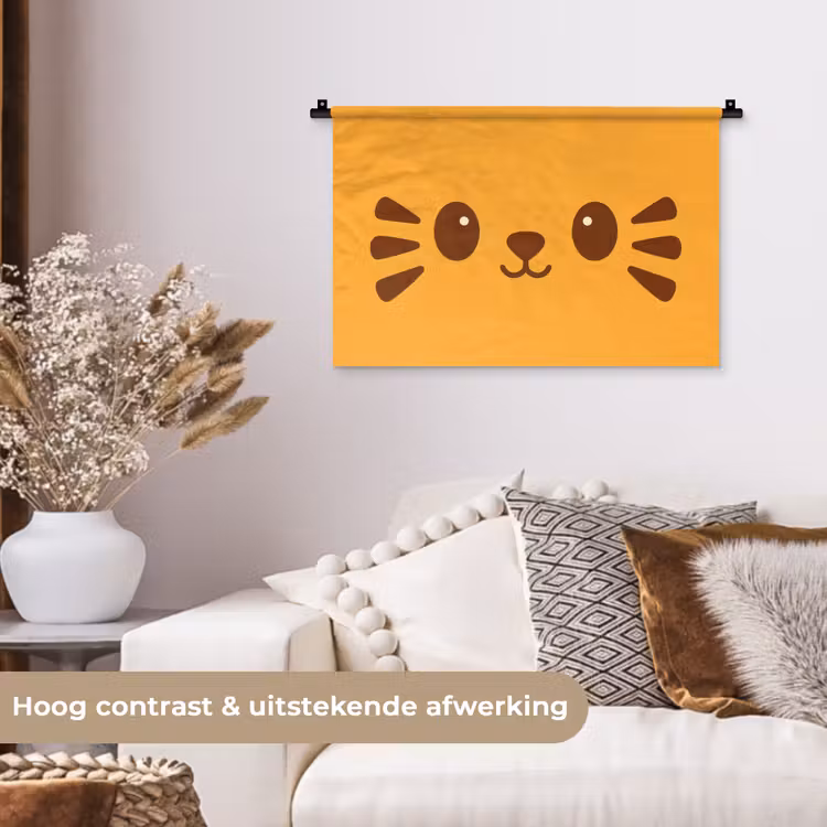Wandkleed - Kat - Simplistisch - Oranje - Vrolijk — 4