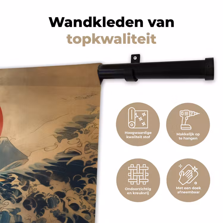 Wandkleed - Koi - Zee - Golven - Zon — 3