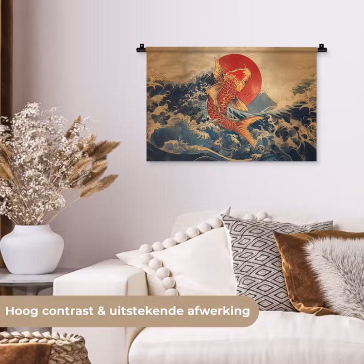 Wandkleed - Koi - Zee - Golven - Zon — 4