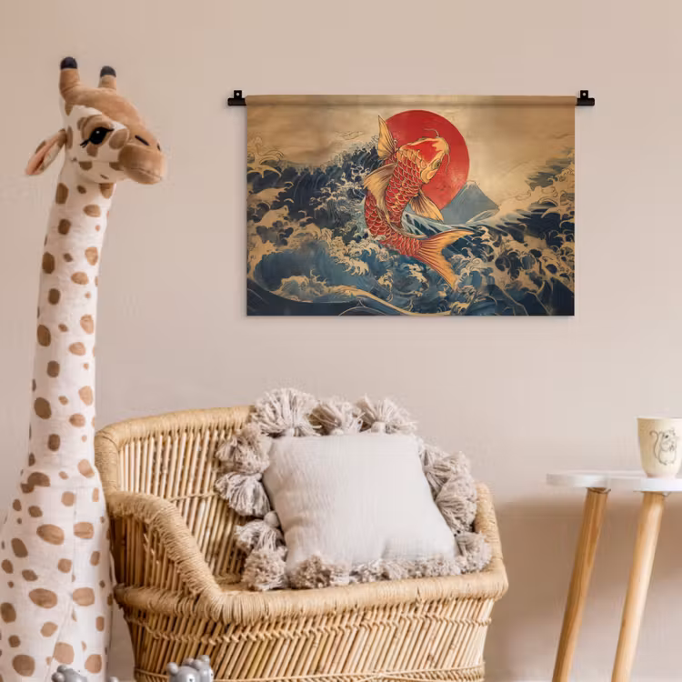 Wandkleed - Koi - Zee - Golven - Zon — 5