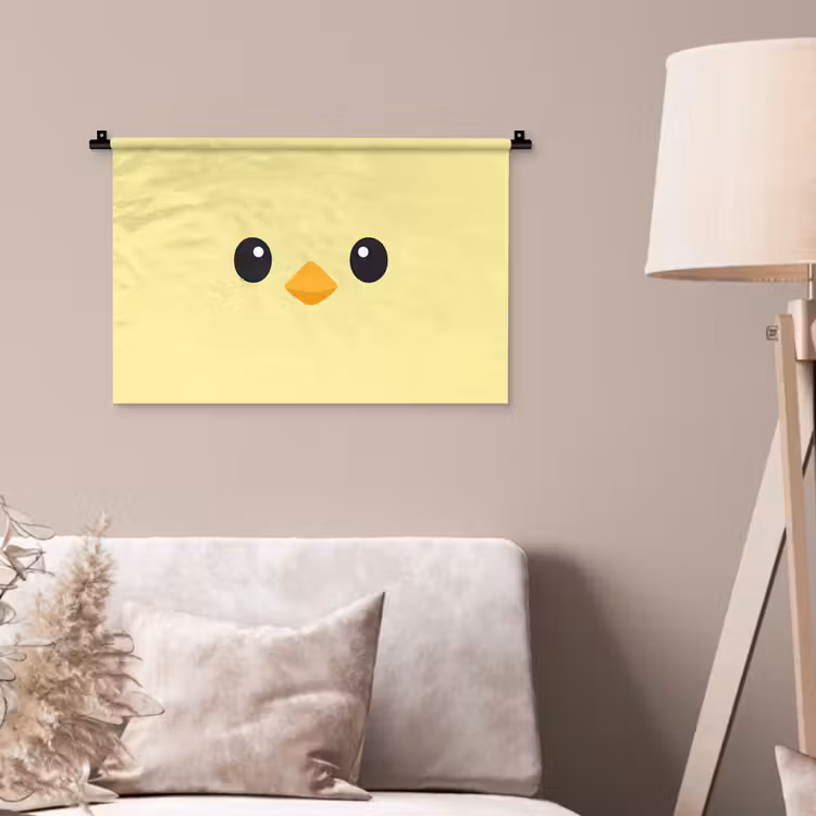Wandkleed - Kuiken - Vrolijk - Geel - Minimalistisch — 2