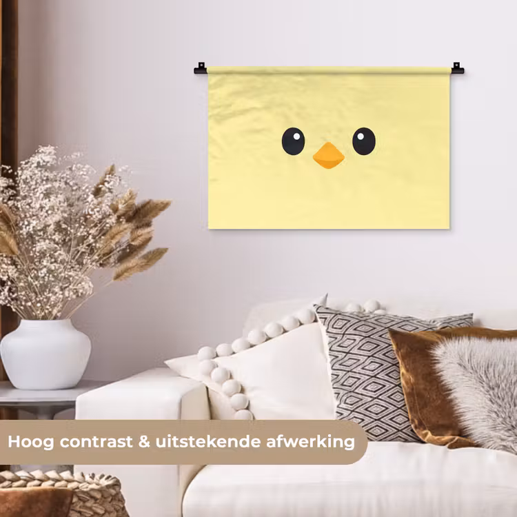 Wandkleed - Kuiken - Vrolijk - Geel - Minimalistisch — 4