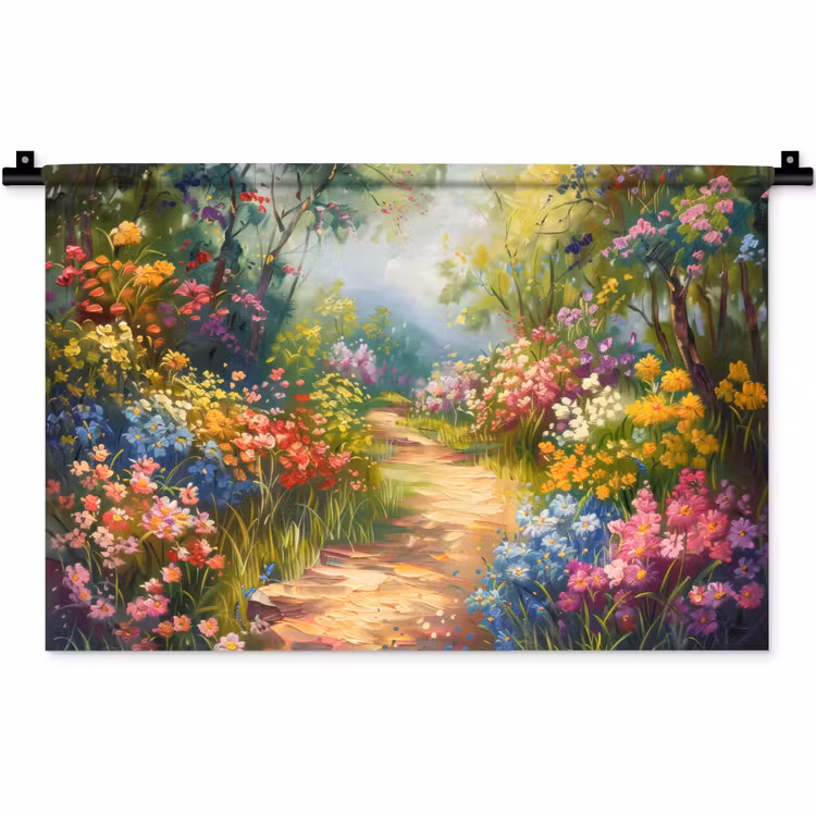 Wandkleed - Natuur - Landschap - Bloemen - Kleurrijk — 1