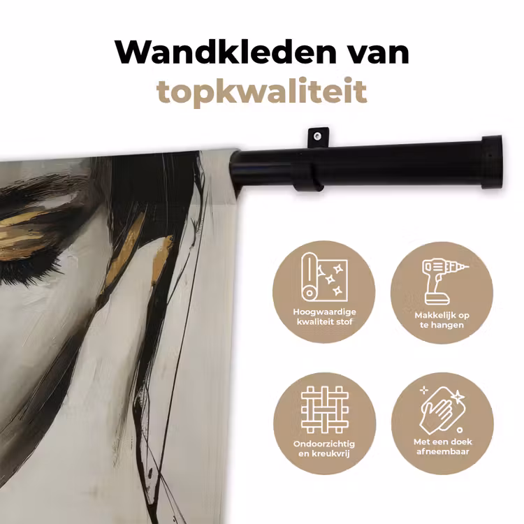 Wandkleed - Ogen - Gezicht - Goud - Strepen — 3