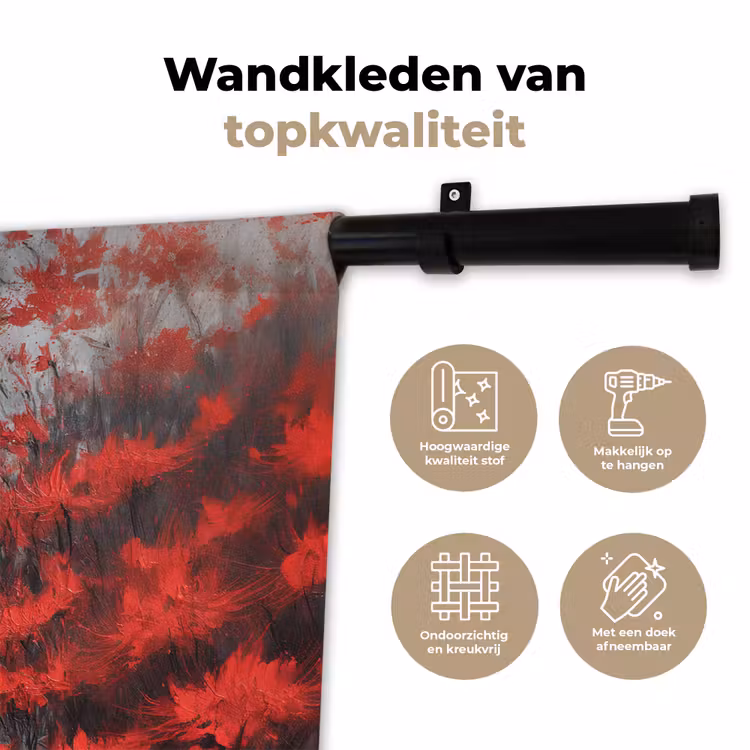 Wandkleed - Rode bloemen - mistig - Man — 3