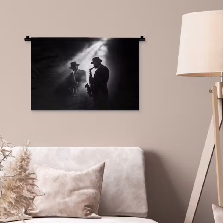 Wandkleed - Saxofonisten - Hoeden - Rook - Licht — 2