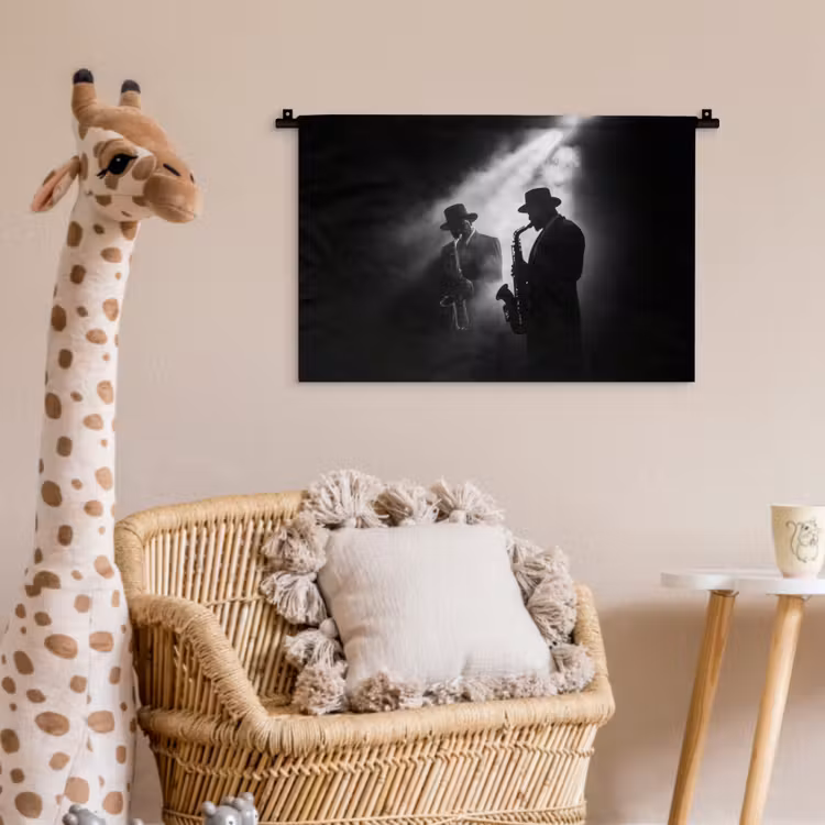 Wandkleed - Saxofonisten - Hoeden - Rook - Licht — 5